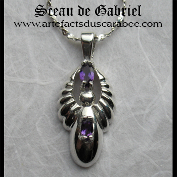 PENDENTIF SCEAU DE GABRIEL - Argent 925 + Améthystes PENDENTIF SCEAU DE GABRIEL - Argent 925 + Améthystes